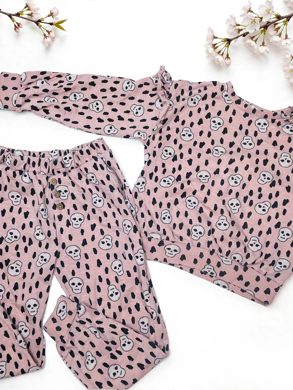 Jessica Simpson Pink Skull Print Pajama Set for Kids
